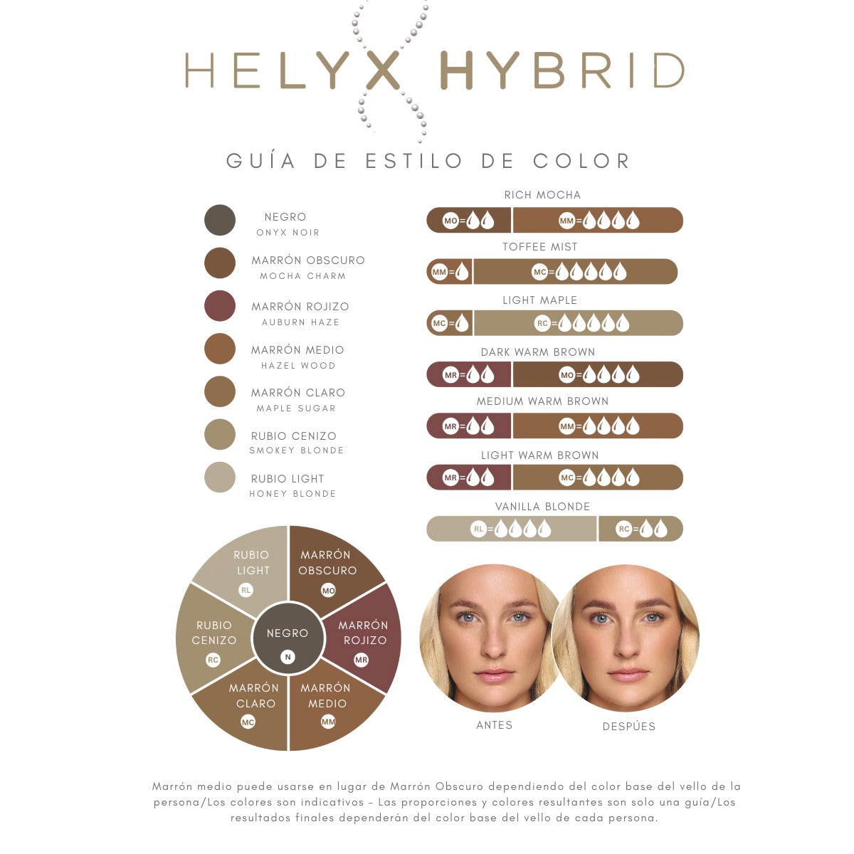 Tinte Helyx Híbrido - Rubio Cenizo - Smokey Blonde